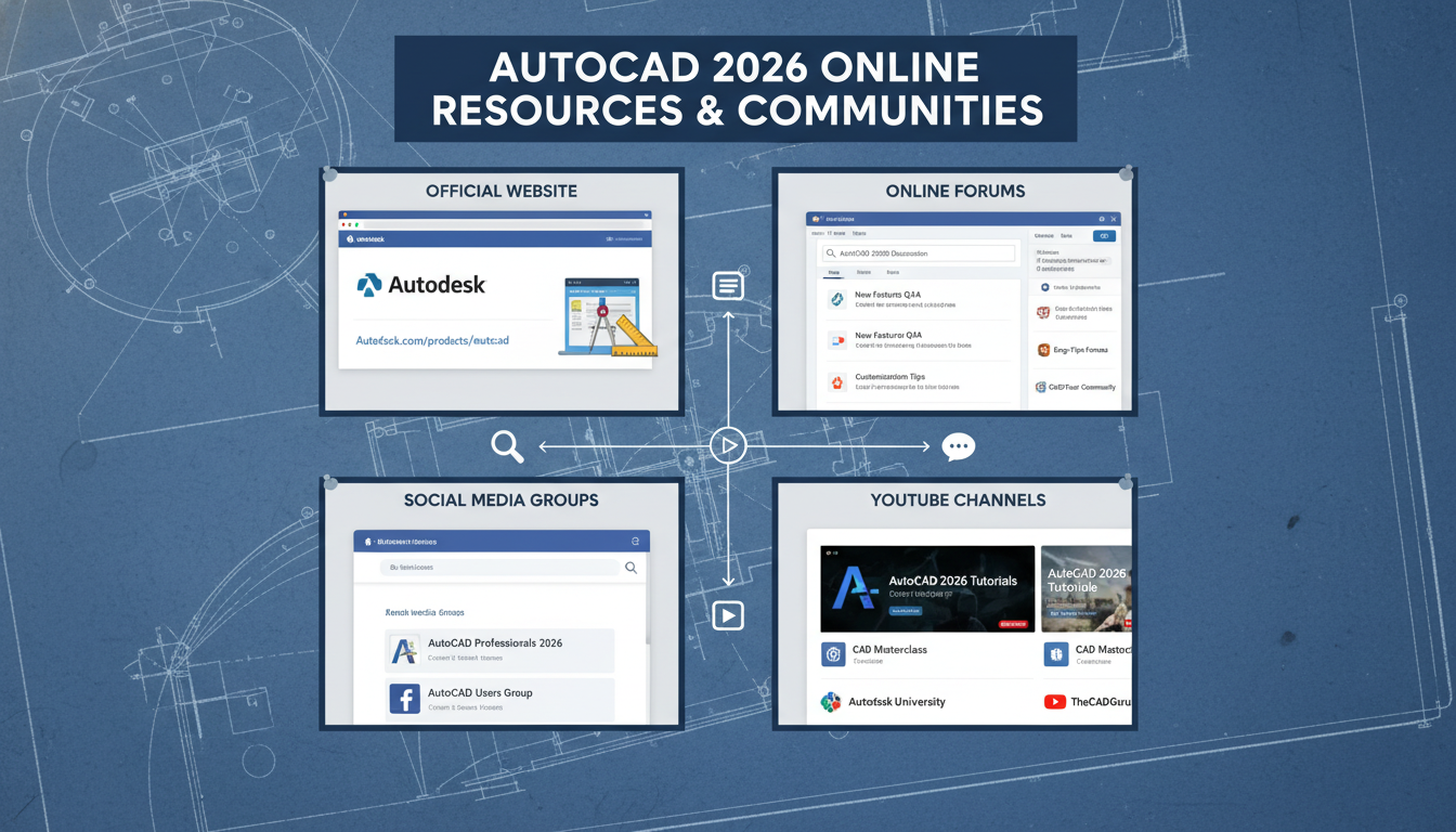 แหล่งข้อมูลและชุมชนออนไลน์สำหรับผู้ใช้ AutoCAD 2026