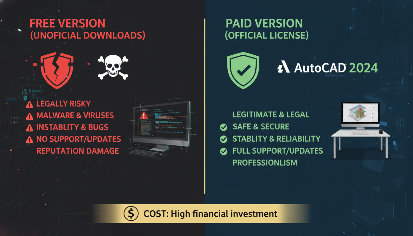 โหลด โปรแกรม AutoCAD 2024 ฟรี จริงหรือ? เปรียบเทียบข้อดีข้อเสียก่อนตัดสินใจ