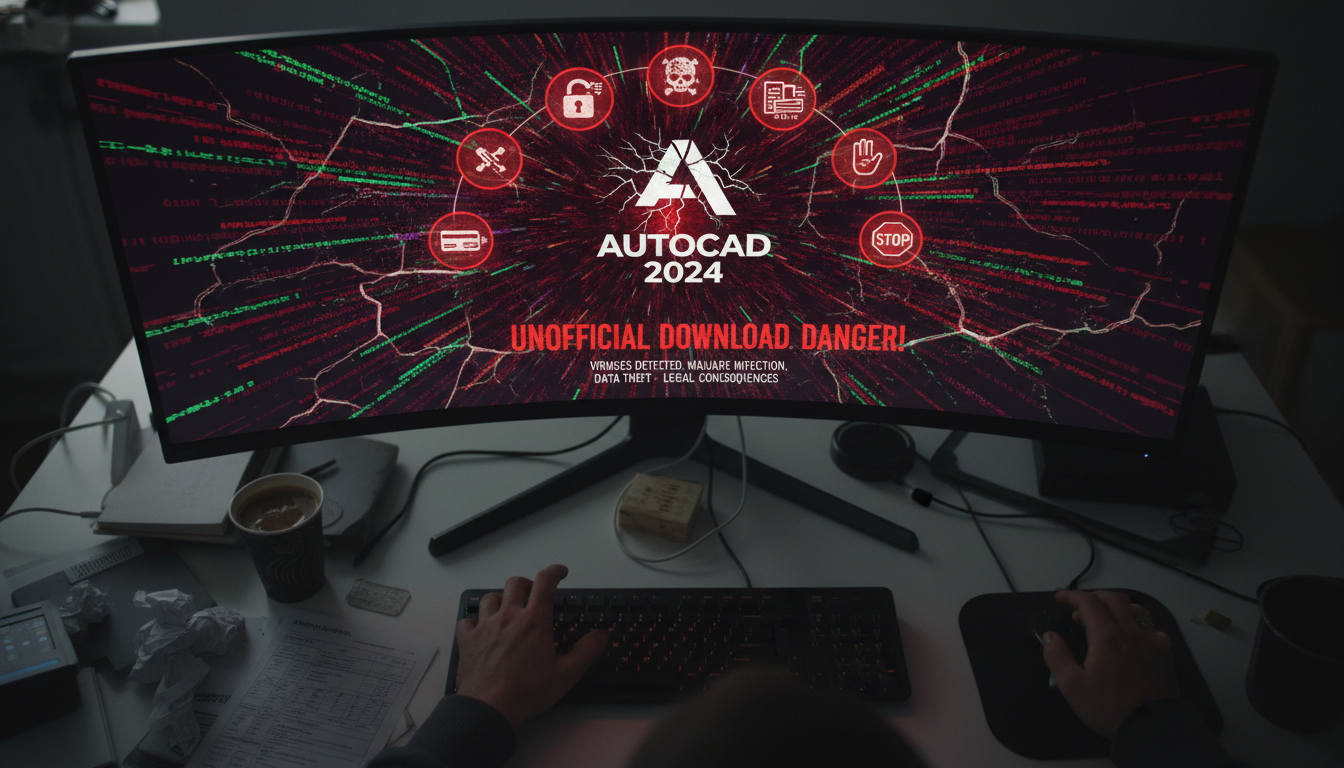 แหล่งดาวน์โหลด AutoCAD 2024 ฟรี ที่ควรระวัง: ความเสี่ยงและอันตรายที่อาจเกิดขึ้น