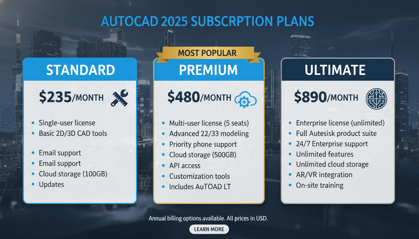 ราคา AutoCAD 2025 และตัวเลือกการสมัครสมาชิก