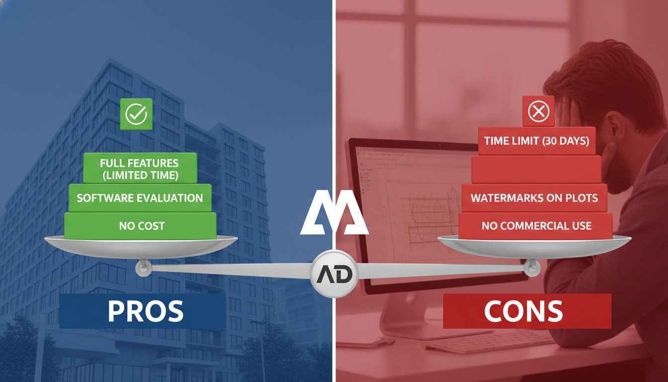 ข้อดีและข้อเสียของการใช้ AutoCAD เวอร์ชั่นทดลองใช้ฟรี