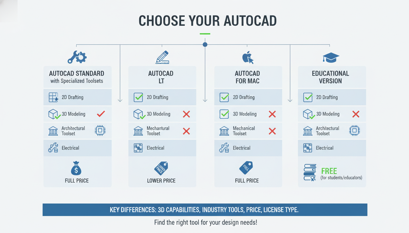 การเลือกเวอร์ชันที่เหมาะสมในการ ดาวน์โหลด AutoCAD