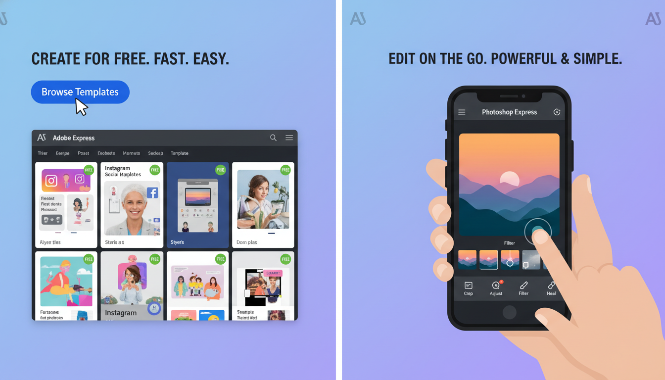 โหลด Photoshop ฟรี ผ่าน Adobe Express และเวอร์ชันออนไลน์