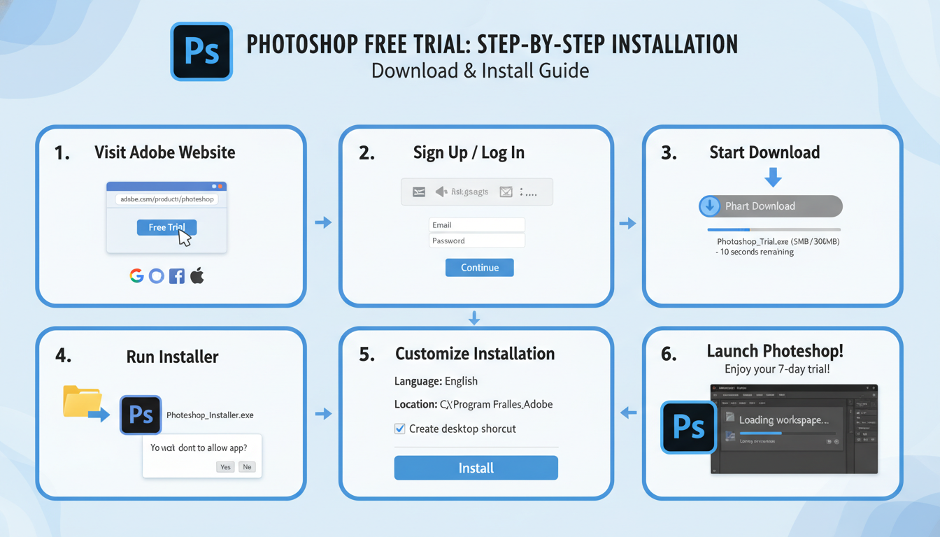 วิธีดาวน์โหลดและติดตั้ง Photoshop Trial อย่างละเอียด