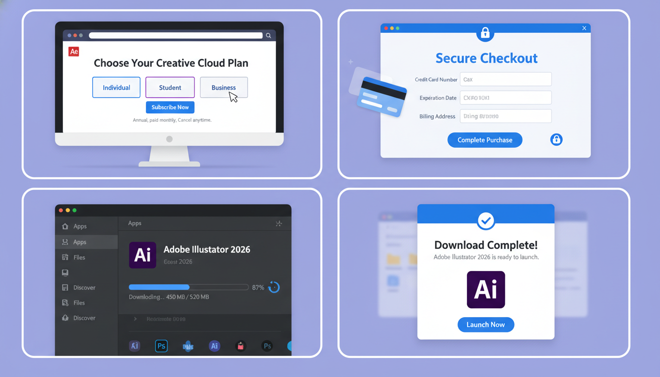 ขั้นตอนการสมัครสมาชิกและ โหลด Adobe Illustrator 2026